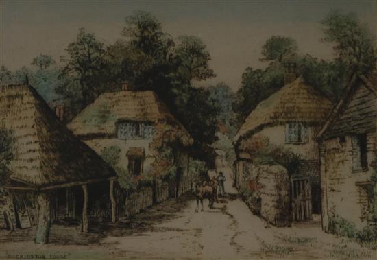 James Alphege-Brewer, colour etching, Cockington Forge, 15 x 20cm